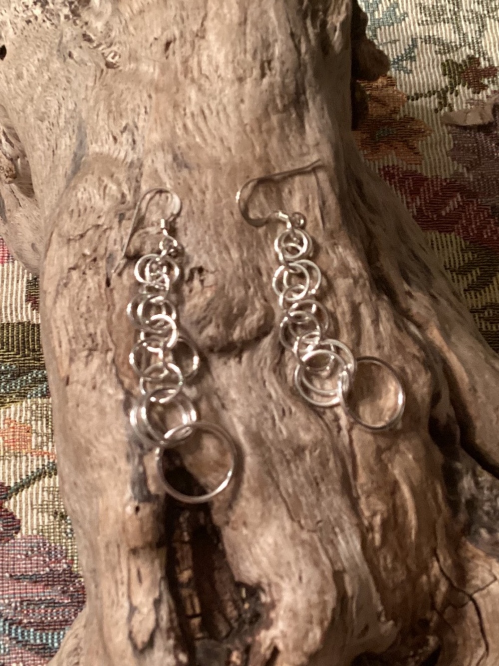 Handmade Silver Circles Earrings w/ Sterling Silver Ear Wires